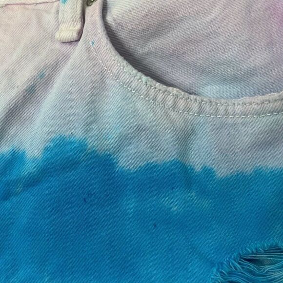 Hudson Lori High Rise Shorts Blue and Purple Tie Dye Denim Cutoffs Size 30 New - Picture 7 of 15